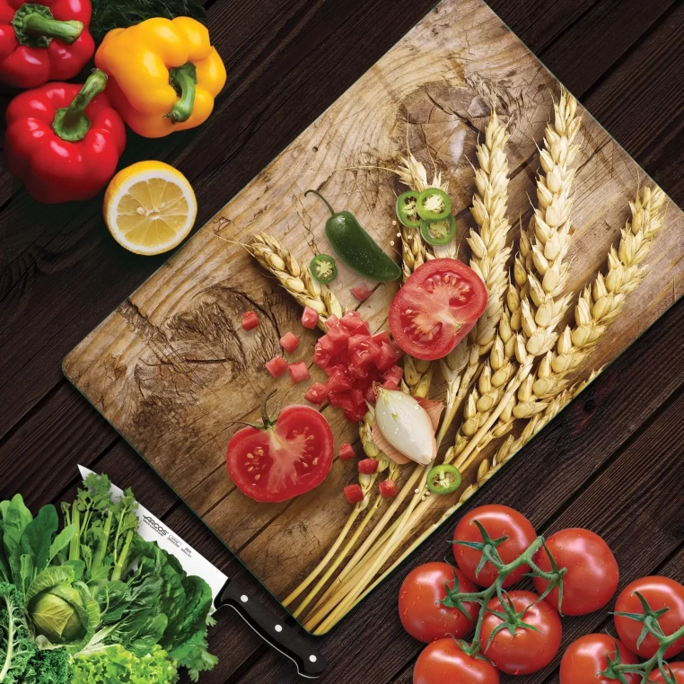 Tempered Glass Cutting Board - Wood & Wheat