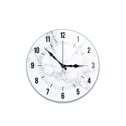 Vivantes Decorative Glass 12 inch Wall Clock White Marble