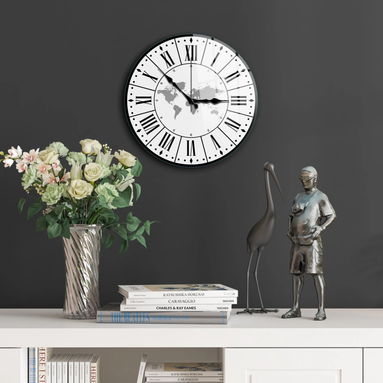 Vivantes Decorative Glass 12 inch Wall Clock Roman World