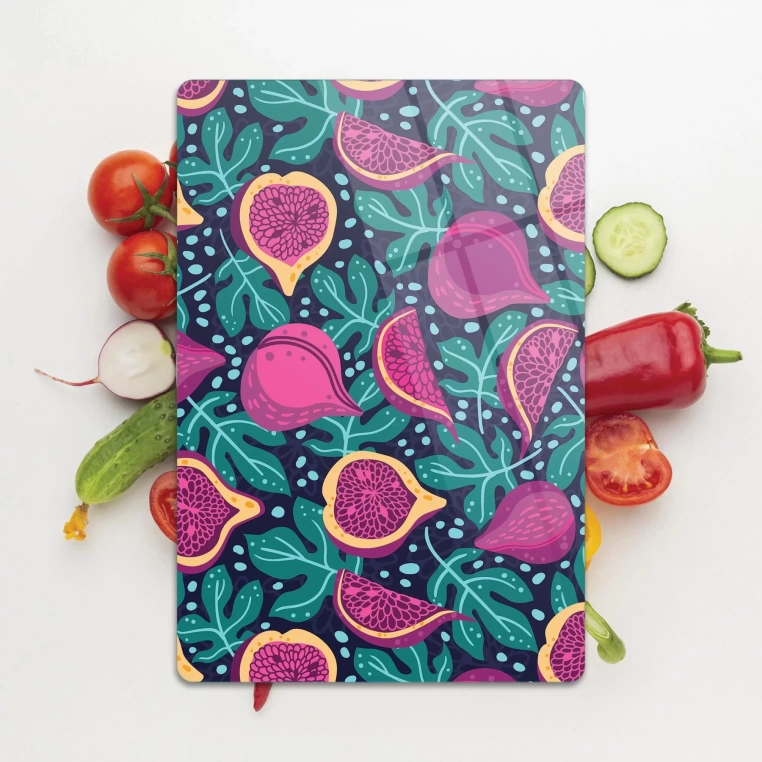 Tempered Glass Cutting Board - Purple Figs