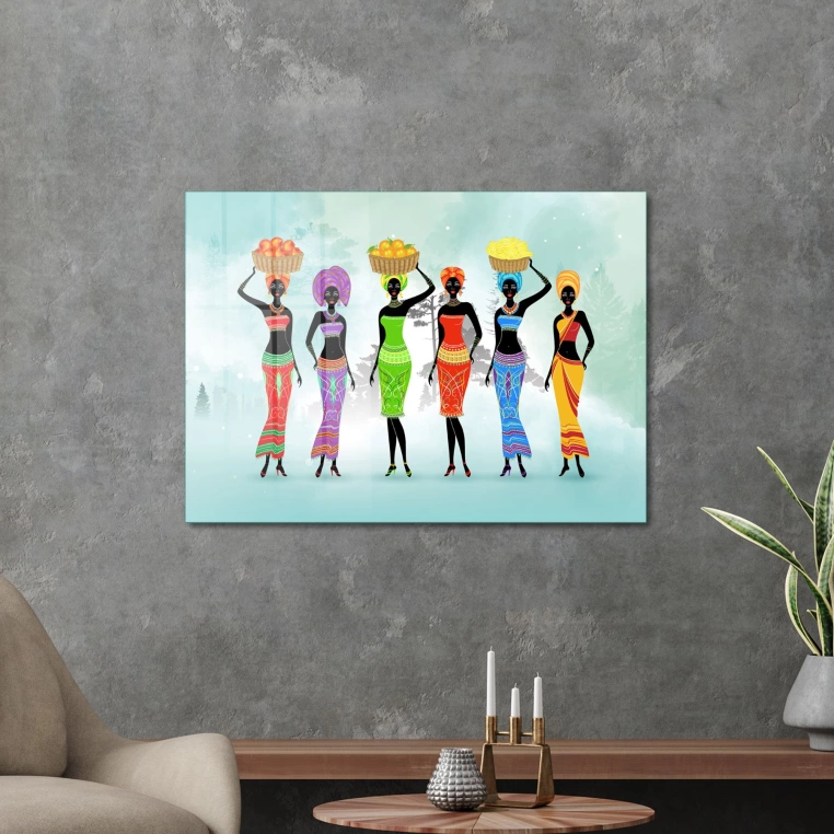 Vivantes Tempered Glass Wall Art - African Beauties at Work