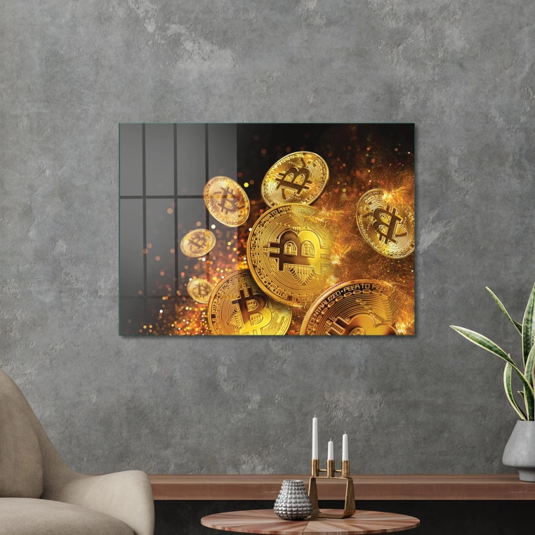 Vivantes Tempered Glass Wall Art - Bitcoin coin