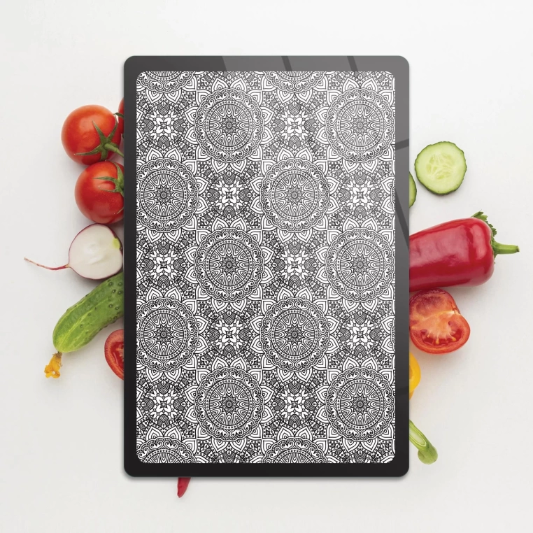 Tempered Glass Cutting Board - Retro Black and White Motif