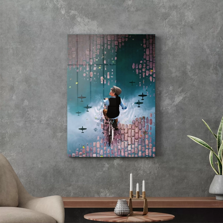 Vivantes Tempered Glass Wall Art - Kid on a Bike