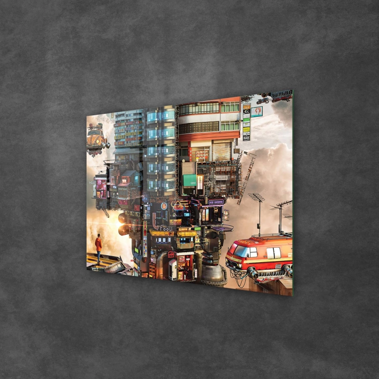 Vivantes Tempered Glass Wall Art - Futuristic City