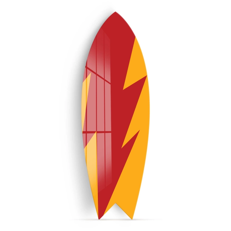 Vivantes Decorative Surfing Board in 4mm Tempered Glass-Red Strike