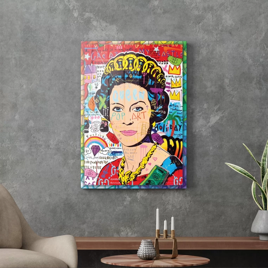 Vivantes Tempered Glass Wall Art - Pop Art Queen of England