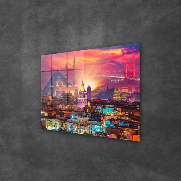 Vivantes Tempered Glass Wall Art - Istanbul In Color