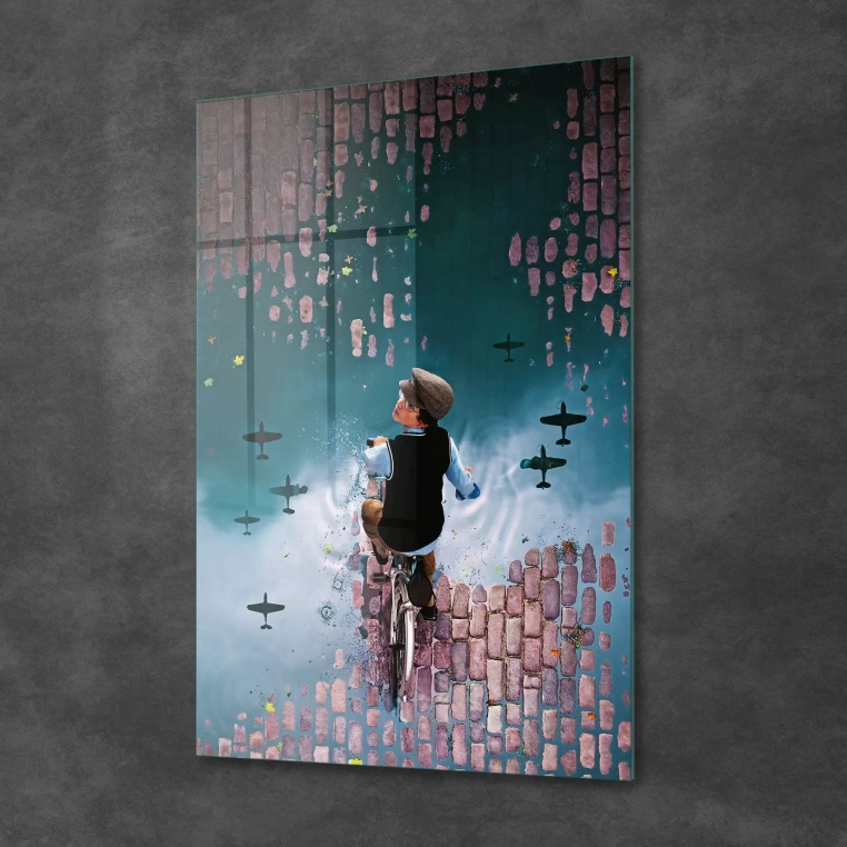 Vivantes Tempered Glass Wall Art - Kid on a Bike