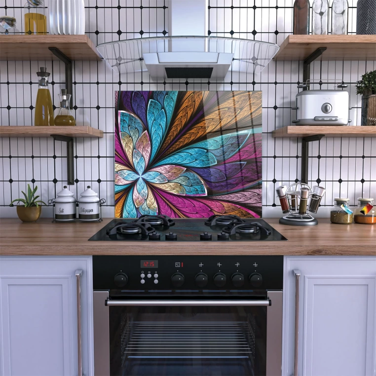 Vivantes Stove Back Tempered Glass Protector-Modern Flower