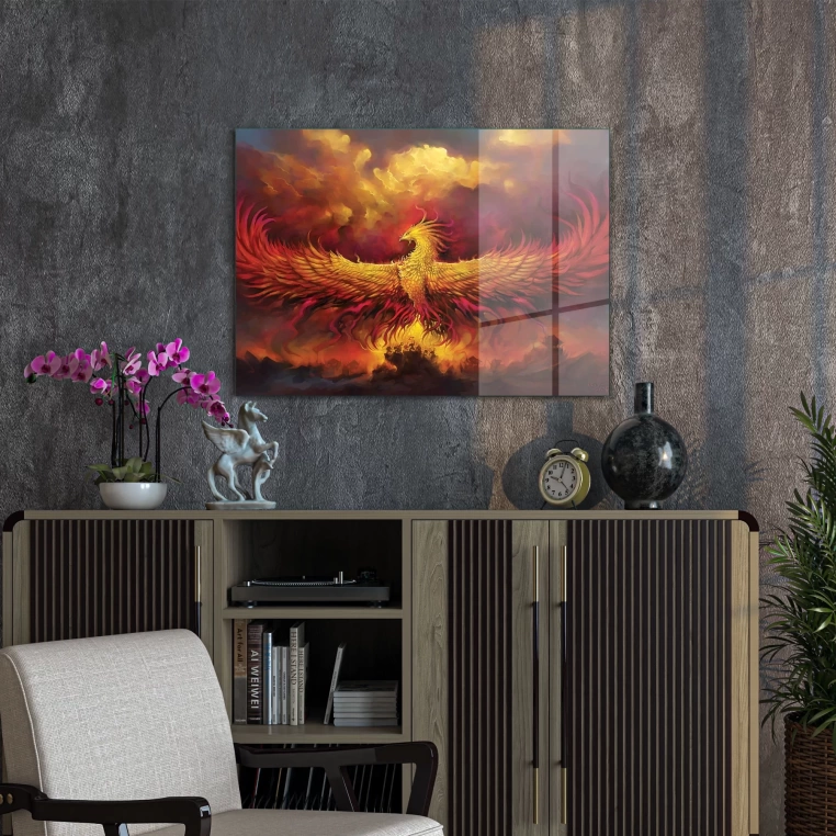 Vivantes Tempered Glass Wall Art - Phoenix Bird