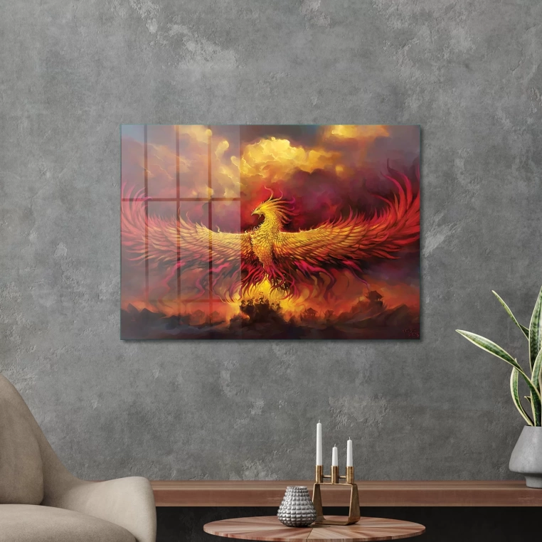 Vivantes Tempered Glass Wall Art - Phoenix Bird