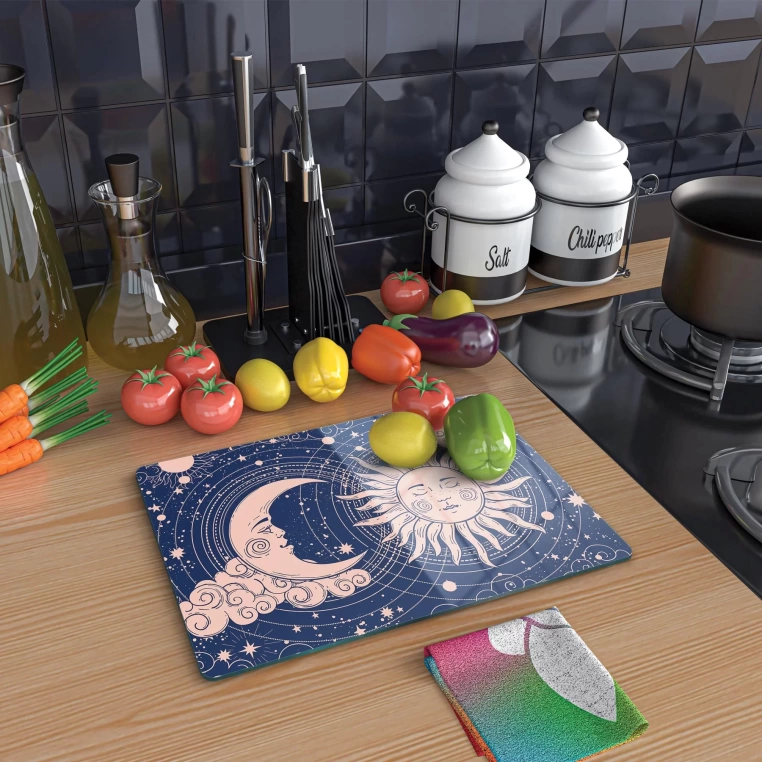 Tempered Glass Cutting Board - Sleepy Sun