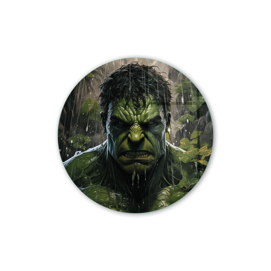 Vivantes Circle Glass Wall Art in 12" Diameter-Hulk