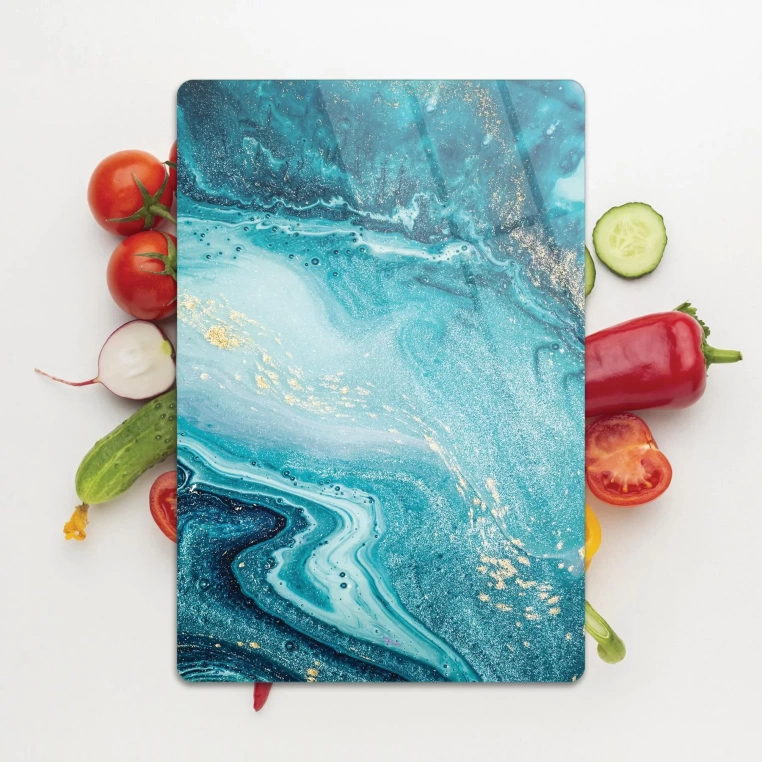 Tempered Glass Cutting Board - Blue Granite