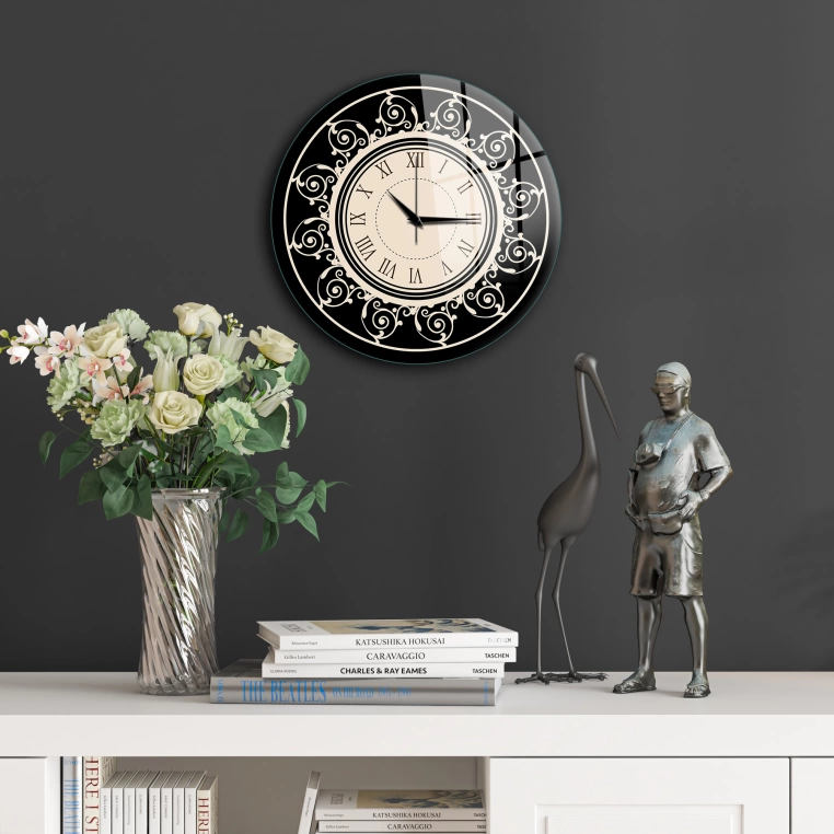 Vivantes Decorative Glass 12 inch Wall Clock Roman Classic