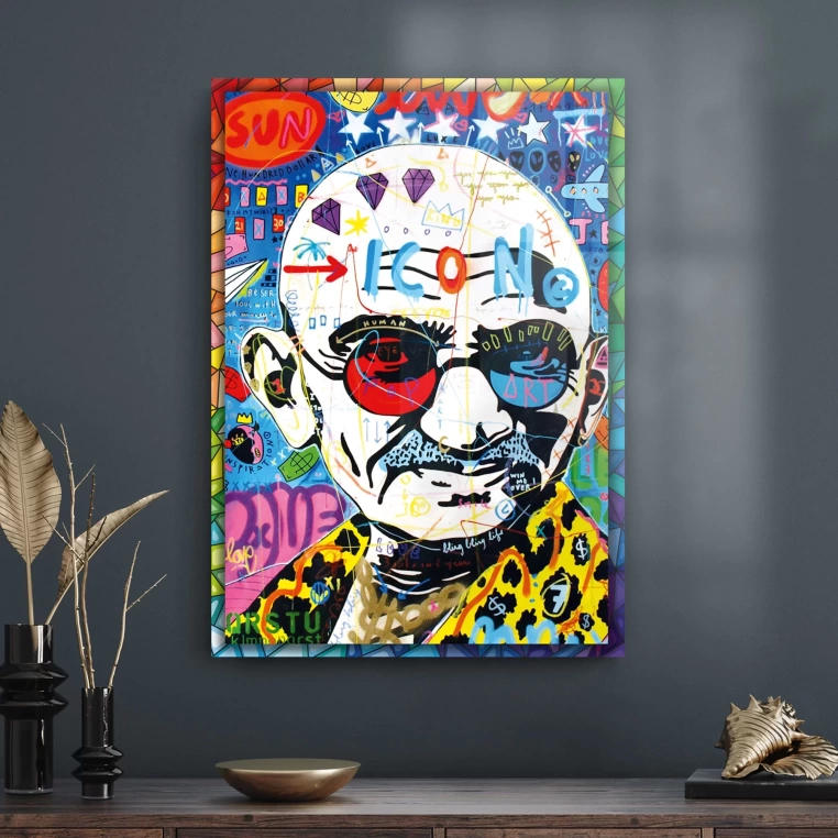 Vivantes Tempered Glass Wall Art - Pop Art Gandhi