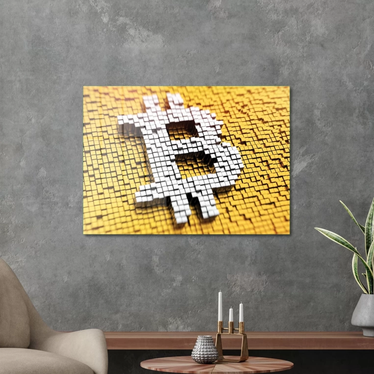 Vivantes Tempered Glass Wall Art - Bitcoin in Gold