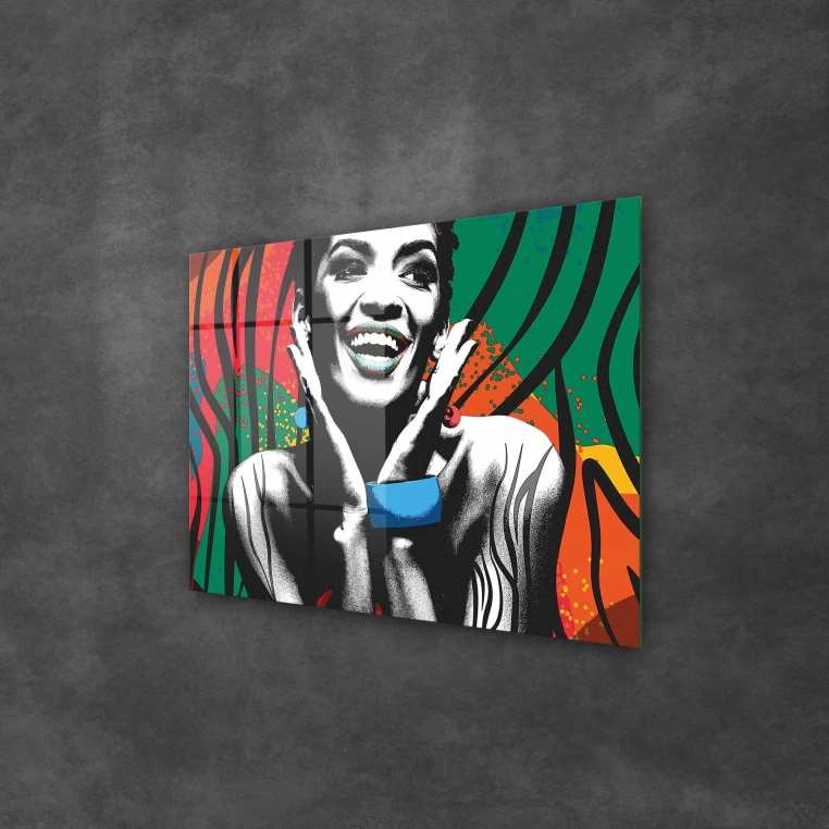 Vivantes Tempered Glass Wall Art - Pop Art African Lady