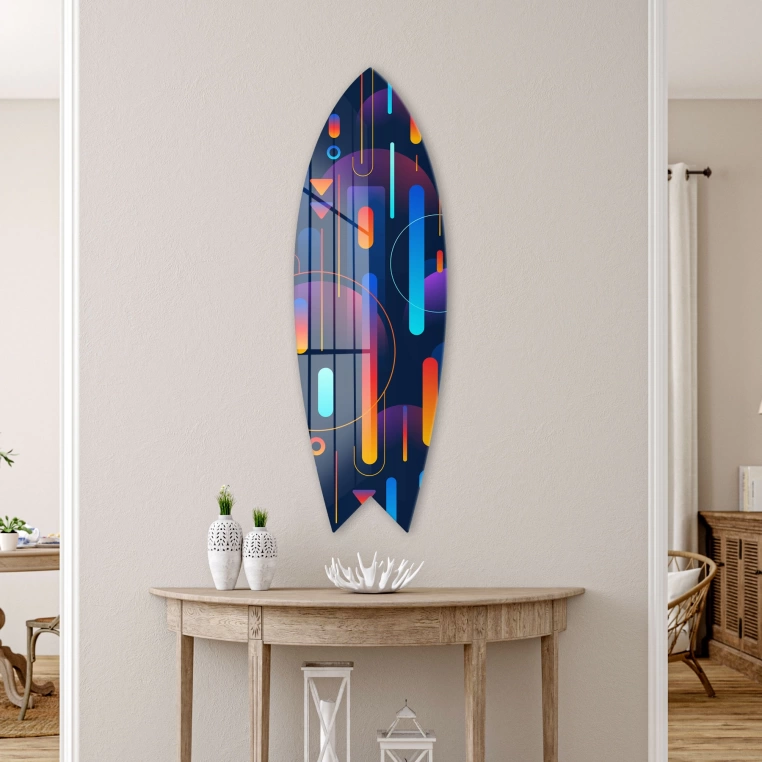 Vivantes Decorative Surfing Board in 4mm Tempered Glass-Blue Vision