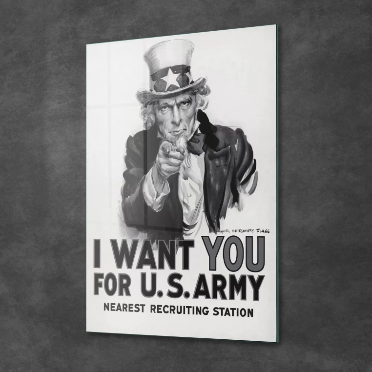 Vivantes Tempered Glass Wall Art - I want you for US Army