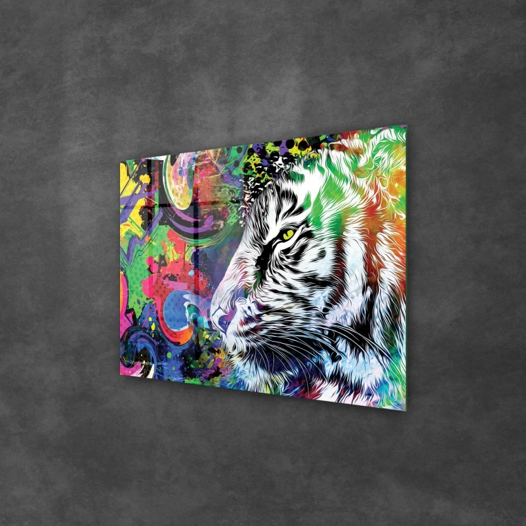 Vivantes Tempered Glass Wall Art - White tiger