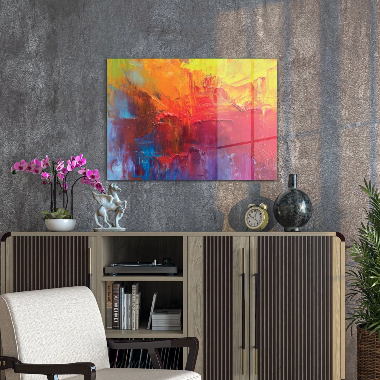 Vivantes Tempered Glass Wall Art - Abstract Sun