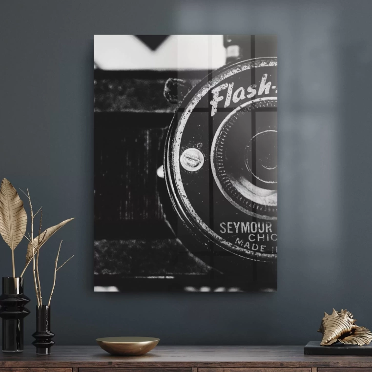 Vivantes Tempered Glass Wall Art - Vintage Camera