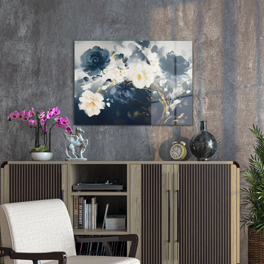 Vivantes Tempered Glass Wall Art - Oil Art Flowers