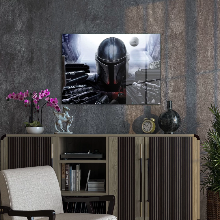 Vivantes Tempered Glass Wall Art - Star Wars Shooting Mandalorian