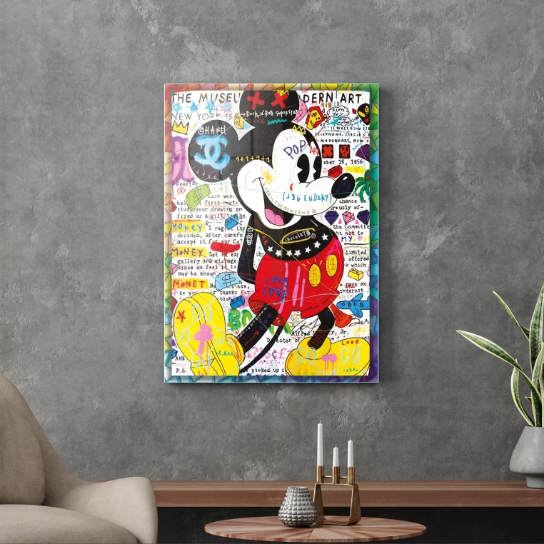 Vivantes Tempered Glass Wall Art - Pop Art Mickey