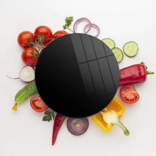 Tempered 12 inch Round Glass Cutting Board - Bold Black