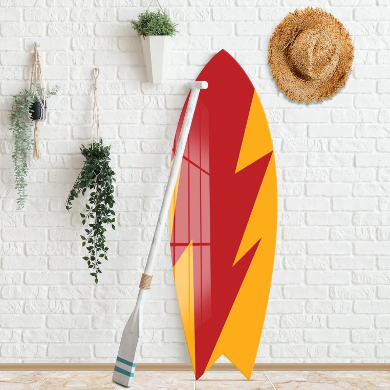 Vivantes Decorative Surfing Board in 4mm Tempered Glass-Red Strike