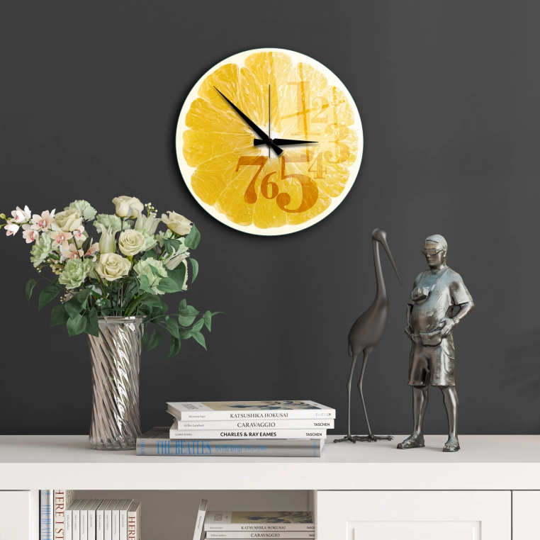 Vivantes Decorative Glass 12 inch Wall Clock Citrus