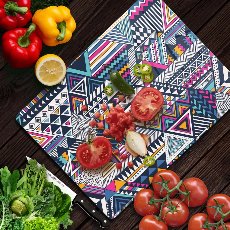 Tempered Glass Cutting Board - Modern African