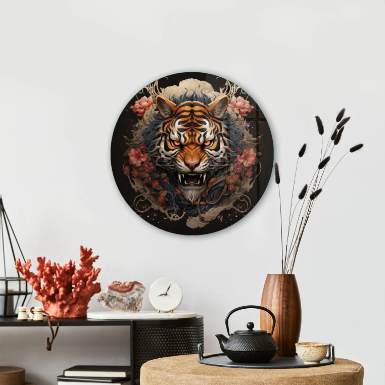 Vivantes Circle Glass Wall Art in 12" Diameter-Mad Tiger