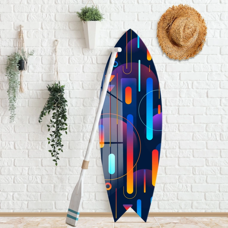 Vivantes Decorative Surfing Board in 4mm Tempered Glass-Blue Vision