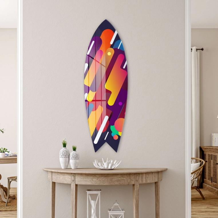 Vivantes Decorative Surfing Board in 4mm Tempered Glass-Beautiful Flow