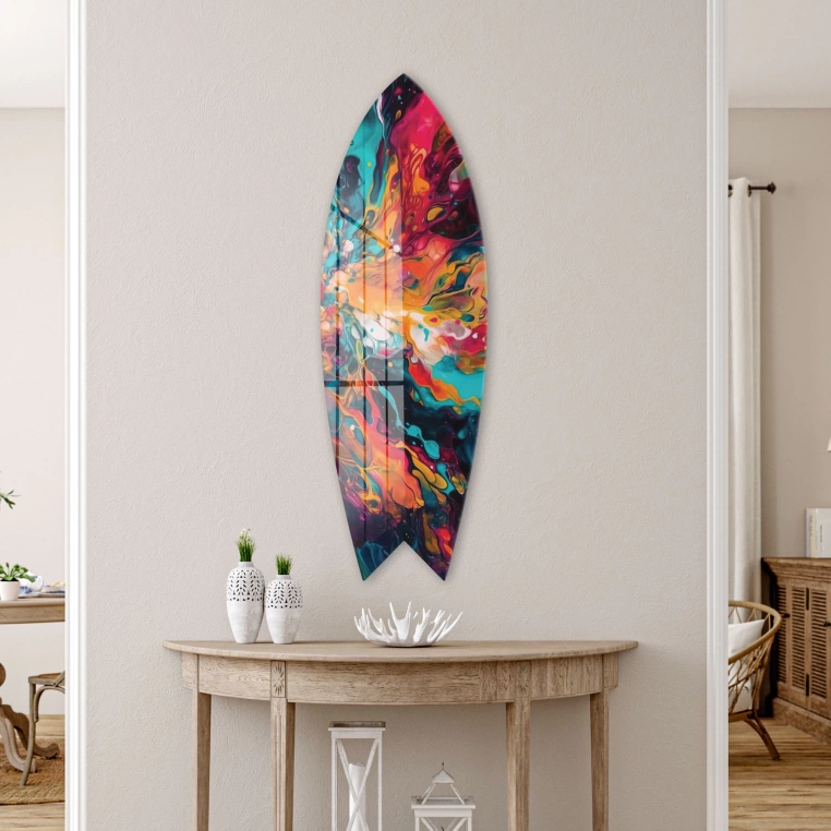 Vivantes Decorative Surfing Board in 4mm Tempered Glass-Splash Art