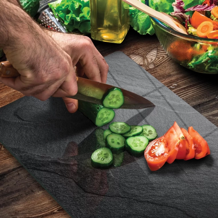 Tempered Glass Cutting Board - Black Stone