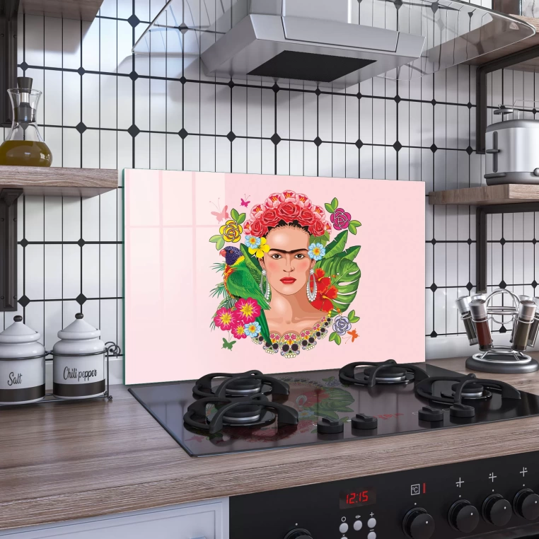 Vivantes Stove Back Tempered Glass Protector-Frida's Flowers