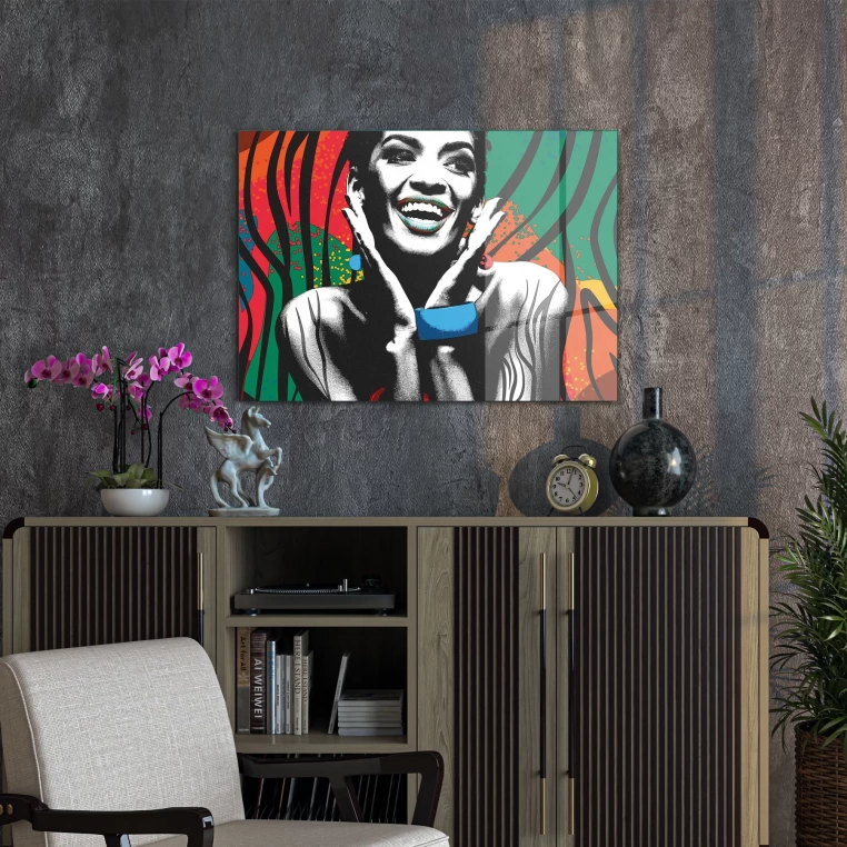 Vivantes Tempered Glass Wall Art - Pop Art African Lady