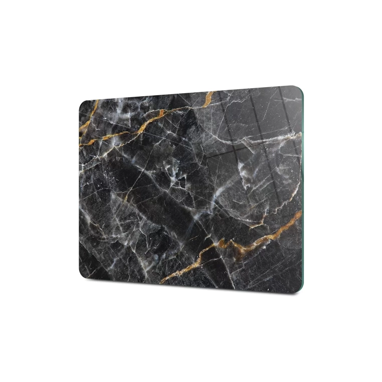 Tempered Glass Cutting Board - Black Marble with Gold