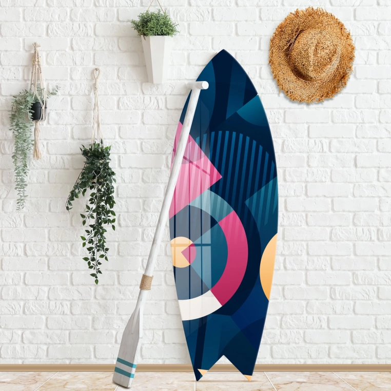 Vivantes Decorative Surfing Board in 4mm Tempered Glass-Navy Art