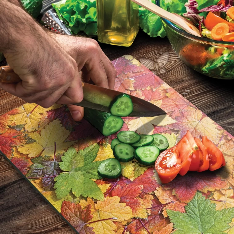 Tempered Glass Cutting Board - Leaves of Fall