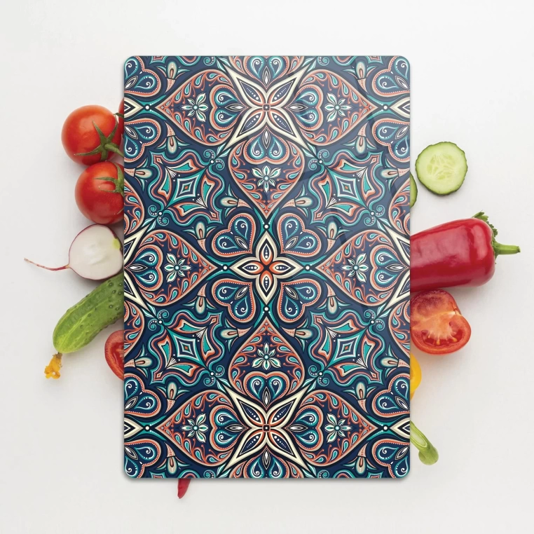 Tempered Glass Cutting Board - Indian Tile