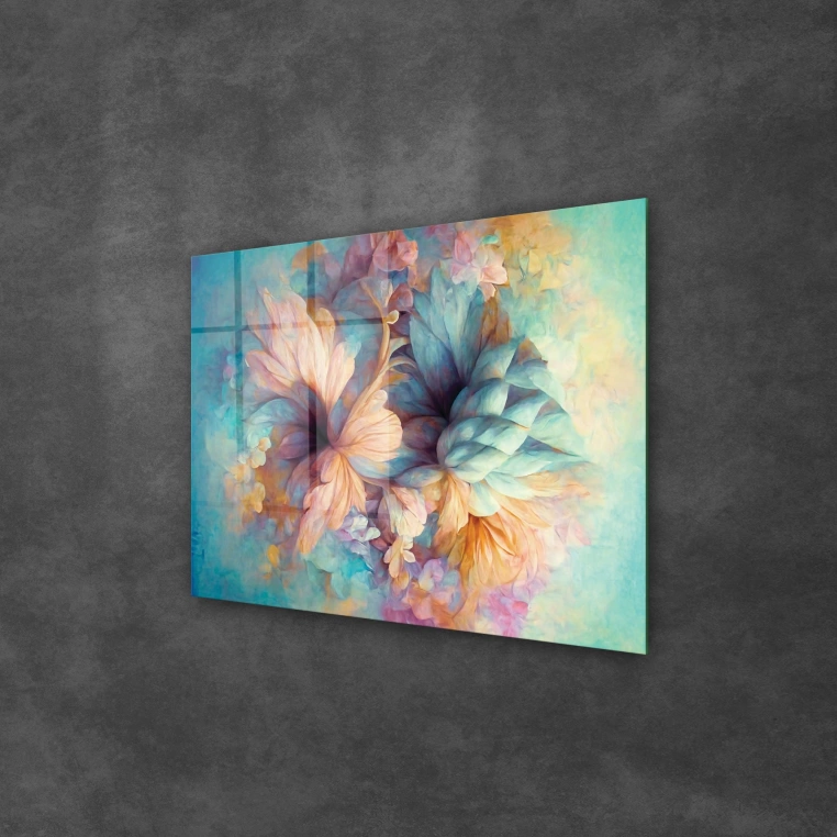 Vivantes Tempered Glass Wall Art - Pastel Flowers