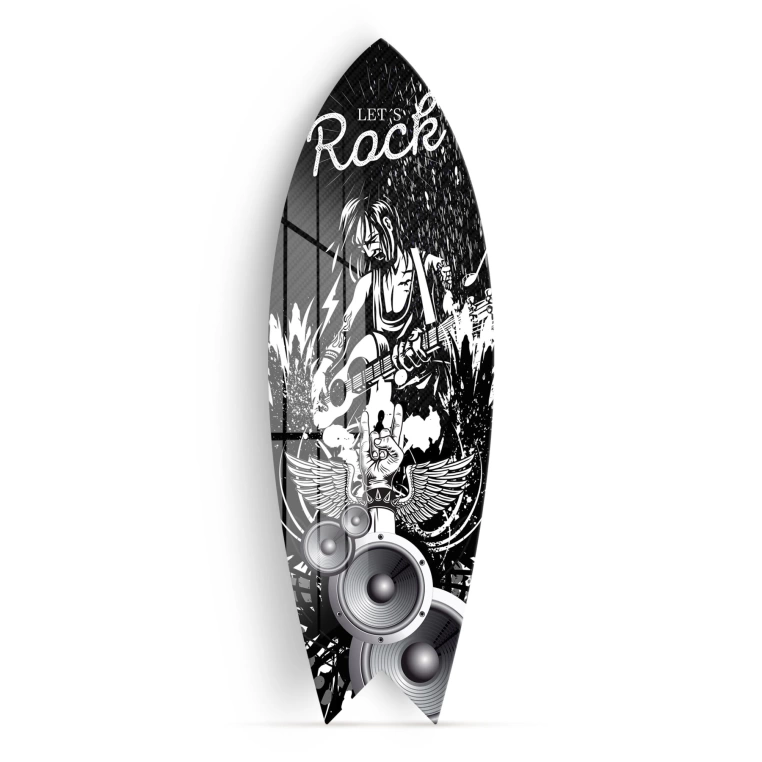 Vivantes Decorative Surfing Board in 4mm Tempered Glass-Lets Rock