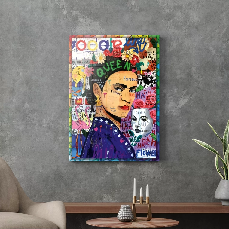 Vivantes Tempered Glass Wall Art - Pop Art Frida