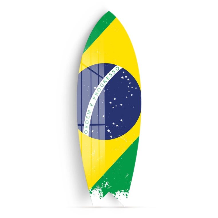 Vivantes Decorative Surfing Board in 4mm Tempered Glass-Brasilian Flag